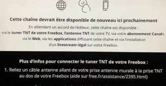 Message FreeboxTV sans BFM et RMC