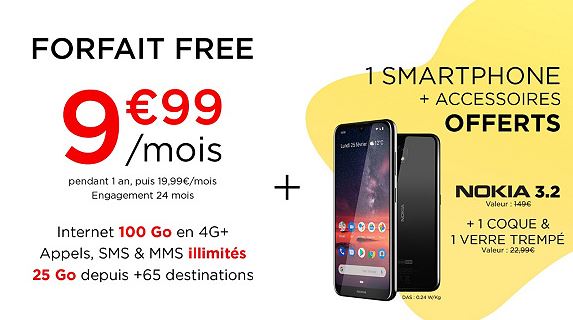 Forfait Free Mobile bradé avec Nokia offert