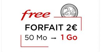 Forfait Mobile free à 2 euros passe à 1 Go de Data 4g